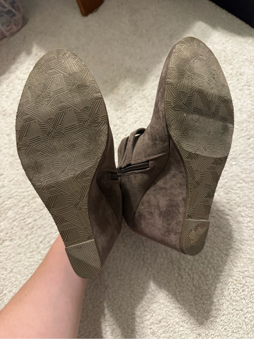 Strappy Suede Ankle Booties in Taupe - Picture 4 of 6